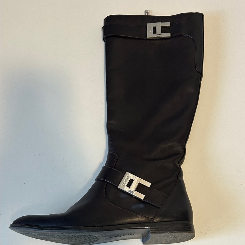 Calvin Klein Brown Leather Heeled Boots sz 7